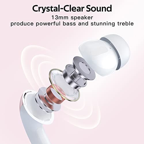 TAGRY Bluetooth Headphones True Wireless Earbuds 60H Playback LED Power Display Earphones with Wireless Charging Case IPX5 Waterproof in-Ear Ear buds with Mic for TV Smart Phone Laptop Computer Sports