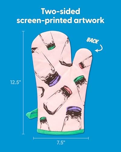 Cute Oven Mitts with unique artwork, Super-Insulatted Quilting, Easy care maintenance, Kitchen gifts for women and home cooks Blue Q Oven Mitts - Cute Kitchen Accessories & Kitchen Gifts - The Secret B07M6K14GG