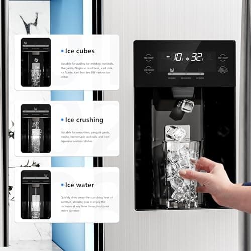 Antarctic Star 2 French Door Refrigerator Fridge, with Side Freezer &Water Dispensor,Nugget Ice Maker&Cube Ice,Adjustable Thermostat, 20 Cu Ft, Stainless Steel