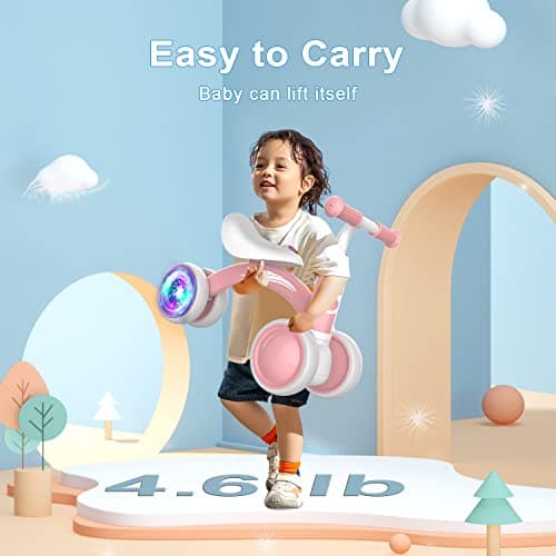 Gamfeiny Colorful Lighting Baby Balance Bike Toys for 1 Year Old Boy Girl Gifts, 10-36 Month Toddler Balance Bike, No Pedal 4 Silence Wheels & Soft Seat First Riding on Toys, 1st Birthday Gifts B0BLMF98S8