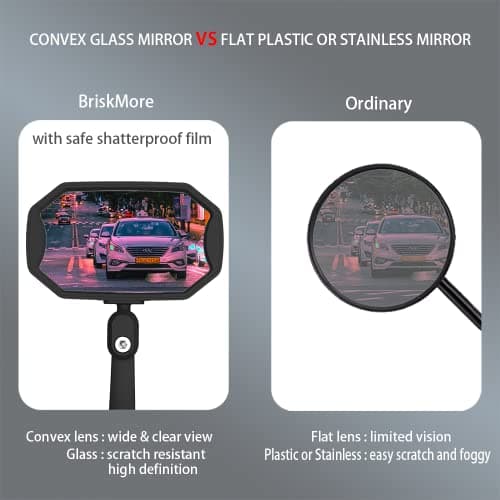 Bar End Bike Mirrors, High–Definition Convex Glass Lens for E-Bike Handlebars, Scratch Resistant, Safe Rearview 1 Pair Bicycle Mirror(Right And Left Side)