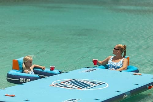 ZUP HOOKZUP iSEAT Inflatable Floating Pool Chair with Dual Drinkholders for Dropstitch Mats, Ideal for Decks, Boating, Lake Lounging and Tubing