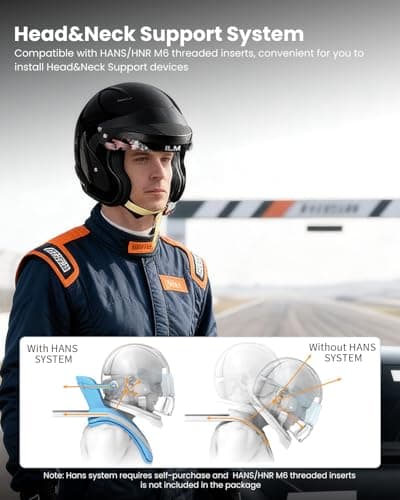 ILM Snell SA2025 Open Face Auto Racing Helmets Lightweight Fiberglass Helmet for Men and Women Model R95
