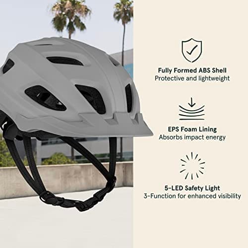 Retrospec Lennon Adult Bike Helmet with LED Safety Light Adjustable Dial & Removable Visor - Adjustable Bicycle Cycling Helmet for Men & Women