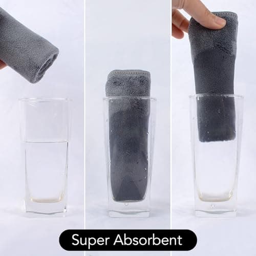 SINLAND Microfiber Facial Cloths Fast Drying Washcloth 12inch x 12inch Grey 6 pack …