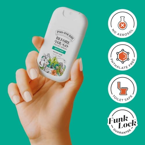 Travel Essentials On-The-Go Bathroom Odor Deodorizer with Essential Oils, Up to 50 Uses, TSA Approved, Coconut Orchid Scent Poo-Pourri Before-You-Go Pocket Toilet Spray, Beach Bum, 1 Fl Oz B0CRQQ8TYB
