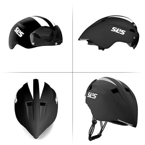 SLS3 Triathlon Helmet - Aero Bike Helmet with Removable Shield Visor Time Trial TT - Lightweight Aero Helmet Triathlon Road Cycling Helmets Men/Women - One Size 22-24 Inches