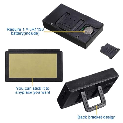 Shudyear Small Digital Clock， with Jumbo LCD Time & Day Display，Mini Automotive Small Digital Clock Battery Operated for Desktop Nightstand Pocket Car Truck Dashboard & Air Vent (1, Black)