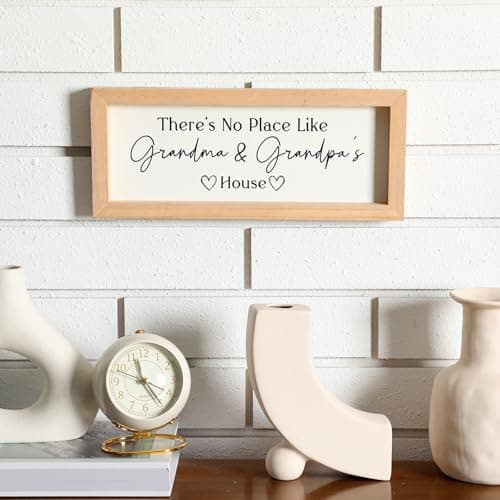 Yousoontic Grandparents Gift from Grandkids There's No Place Like Grandma & Grandpa's House Wooden Sign Farmhouse Home Decor for Father's Day Birthday Xmas Thanksgiving Gift(Light Brown,11.8 Inch)