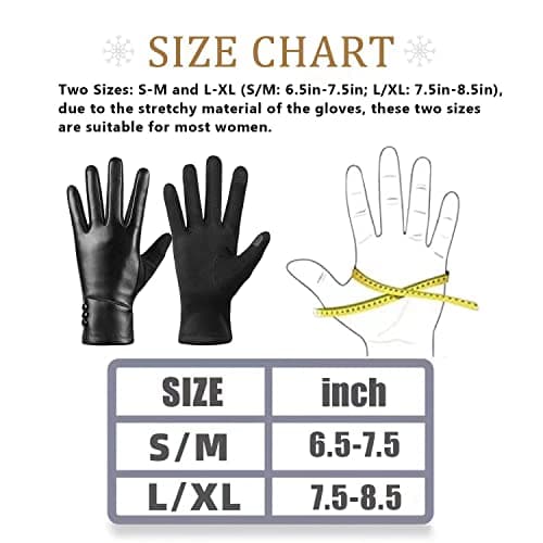 Kebesu Winter Fashion Leather Gloves for Women, Touch Screen Wool Lined Outdoor Windproof Warm Suede Driving Dress Gloves