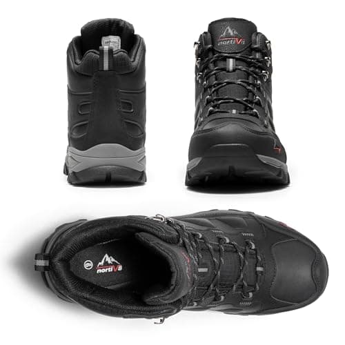 NORTIV 8 Men's Waterproof Hiking Boots Outdoor Trekking Lightweight Mountaineering Leather Shoes