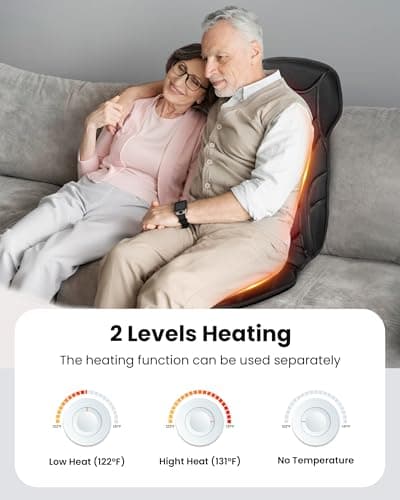 COMFIER Back Massager with Heat, Vibration Massage Seat Cushion with 8 Massage Nodes & 5 Modes, Adjustable Chair Massager Pad for Home Office, Heated Chair Pad, Father‘s Day Gift for Dad