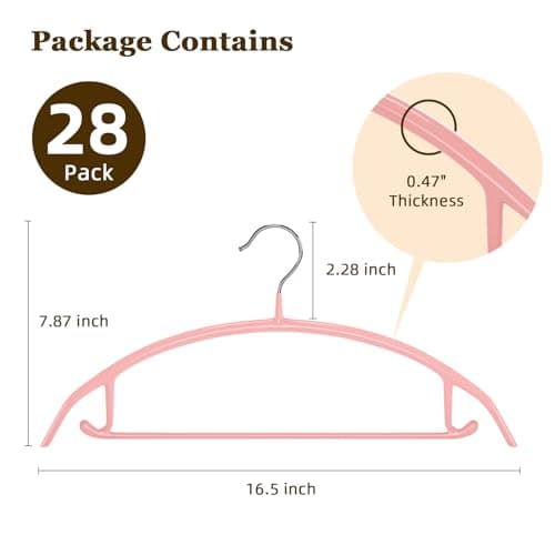 MOPALL Clothes Hangers 28 Pack, Non Slip PVC Coating Metal Sweater Hanger No Shoulder Bump, 16.5 inch Wide Heavy Duty Durable Adult Coat Hanging for Closet, Suit, Dress, Jacket, Pant, Shirt