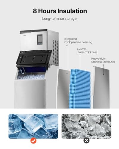 VEVOR Commercial Ice Maker Machine, 360LBS/24H Ice-Making Machine with 250LBS Large Storage Bin, Auto Self-Cleaning Ice Maker with Touchscreen for Bar Cafe Restaurant Business Commercial