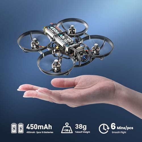 R8 ELRS Brushless Whoop Quadcopter, Ultralight 1S 80mm Micro FPV Drone BNF with 6 Port Battery Charger,2 Batteries Fly12 Mins for FPV Freestyle Racing Indoor Outdoor,FOV160°,Matrix G4 5IN1 FC,0802 20000KV Motor
