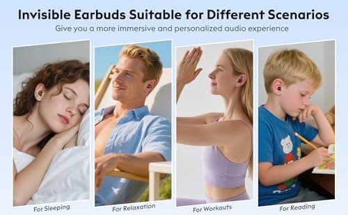 Invisible Mini Sleep Earbuds Wireless Bluetooth, Ultra-Light Comfort Fit Sleep Headphones for Side Sleepers, Unique Tumbler Portable Charging Case, Soft In-Ear Ear Plugs for Sleeping Small Ears Gym