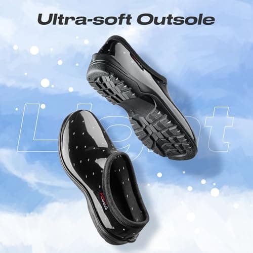HISEA Waterproof Garden Shoe for Women Outdoor Slip-On Rain Boots Rubber Rain Shoes Short Ankle Booties and Garden Clogs with Comfort Insole
