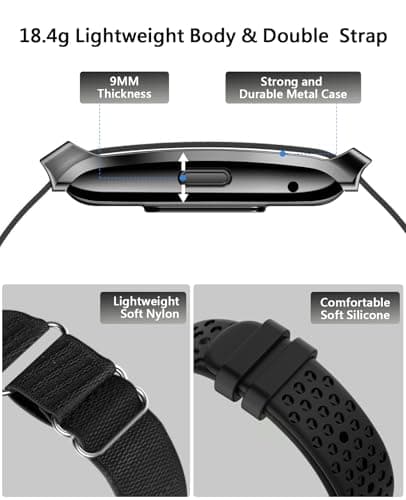 Smart Bracelet for Men Women, Health Activity Fitness Trackers, 24H Sleep Tracker, 24/7 Continuous Heart Rate/Blood Pressure/HRV/Stress Monitor, 170+ Sports Modes Smart Wristband with Free APP 2 Bands