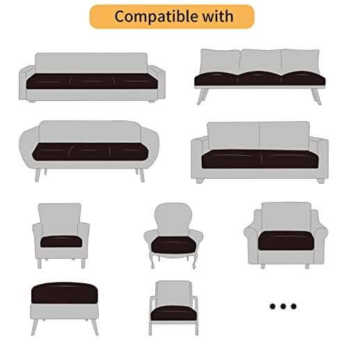 Fuloon Faux Leather Couch Cushion Slipcover, Waterproof Stretch Covers for Sofa, RV Chair Seat Cover, Individual Loveseat Couch Cushion Replacement, PU Leather Sofa Slipcovers(3 Pack, Brown)