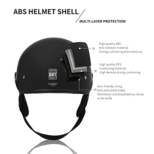 Motorcycle Half Helmet with Sun Visor Motorcycle Helmets for Men Women Helmet for Adult Scooter ATV Cruiser DOT Approved
