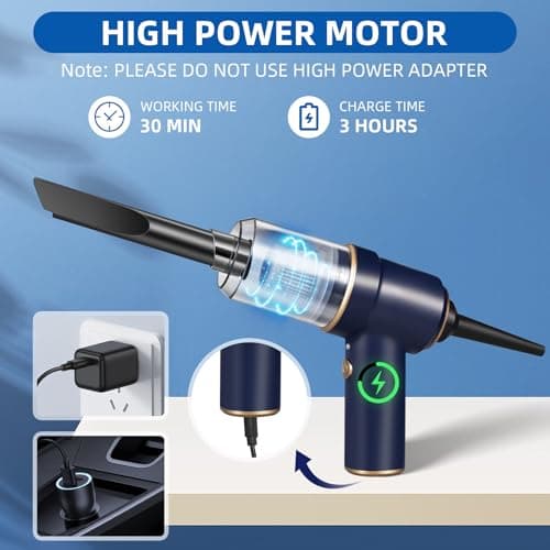 Bug Vacuum with Long Nozzle: 5 in 1 Handheld Cordless Car Vacuum Cleaner for Adults Car Home Office Garden, Rechargeable Strong Suction Insect Catcher for Spider Moth,Stink Bug (Blue)