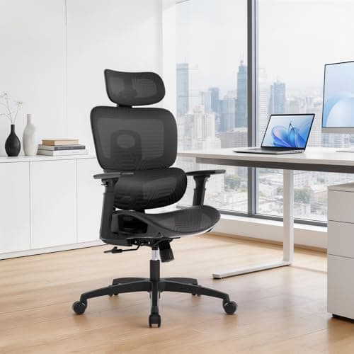 MoNiBloom Ergonomic Office Chair, High Back Mesh Desk Chair with Adjustable Headrest & 3D Armrests, Lumbar Support, 90–145° Recline, Swivel Rolling Computer Chair for Office Conference Room (1)