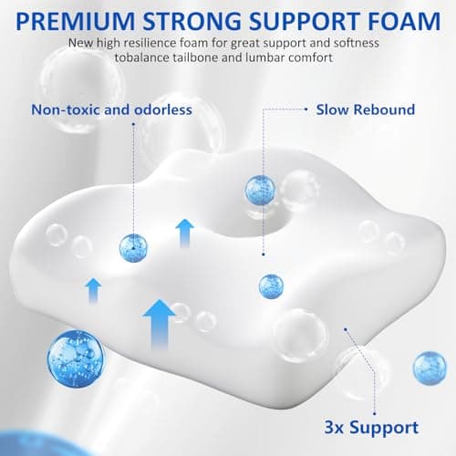 Lumbar Support Pillow for Office Chair,Seat Cushion with Back Support,Office Chair Cushion for Tailbone Pain,Sciatica and Hemorrhoid Relief (Black)