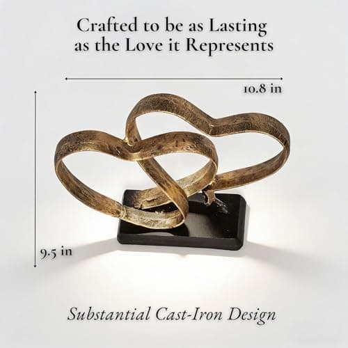 Wedding Anniversary Couples Gift - Two Hearts and Cross Iron Sculpture, Heart Decoration Gift for Her and Him, 1st to 50th or 60th Anniversary, Includes Present Box and Poem Card