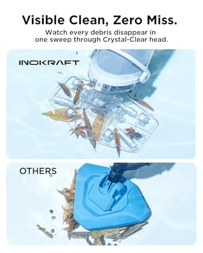 InoKraft Pool Vacuum for Above Ground Pool, Cordless Handheld Pool Vacuum for Inground Pools, Rechargeable Pool Cleaner with Powerful Suction up to 18.5 gallons/min, Ideal for Leaves, Debris, Blue