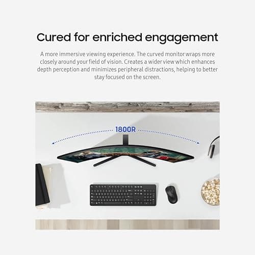 Samsung 27" Essential S3 (S36GD) Series FHD 1800R Curved Computer Monitor, 100Hz, Game Mode, Advanced Eye Comfort, HDMI and D-sub Ports, LS27D366GANXZA, 2024