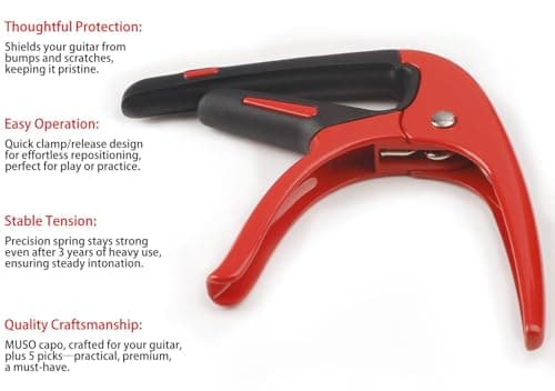 Guitar Capo for Acoustic and Electric Guitars 2 Packs Capo 6-String Acoustic Capo guitar accessories (Red-White)