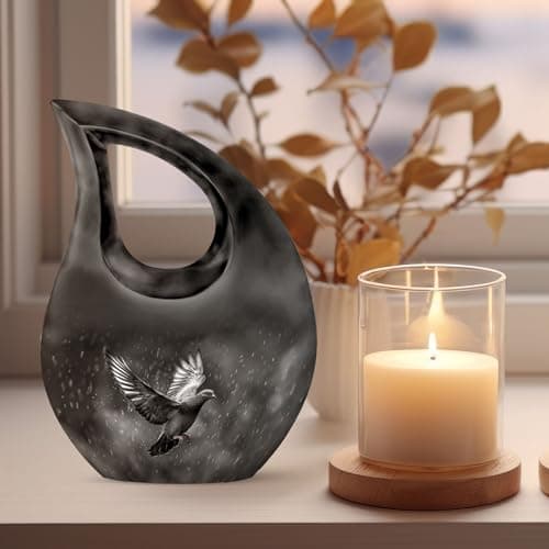 Dove Burial Keepsake Urns for Adult Male Female Ashes, Black Drop Handcrafted Cremation Urn for Human Ashes, Remembrance Gift for Loss, Burial Cremains Containers (3 Inch) B0FFTG4NMQ