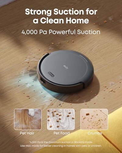 eufy C10 Robot Vacuum Self Emptying, 8 Weeks Hands Free, Advanced Smart Mapping with LiDAR Navigation, 2.85-Inch Slim Design, Powerful Suction, Edge Expansion Brush for Pet Hair, Carpet Detection