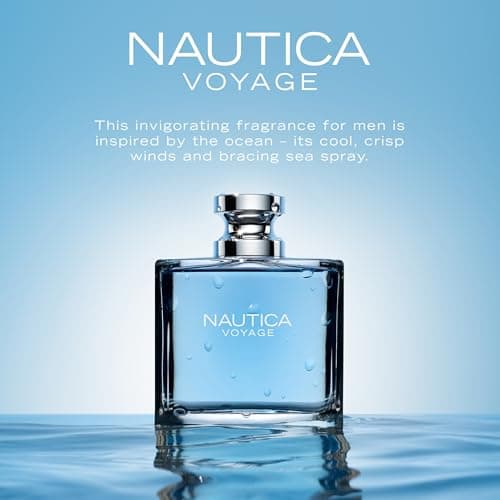 Nautica Voyage Eau De Toilette, Cologne and Fragrance For Men, Fresh, Romantic, Fruity Scent Woody, Aquatic Notes of Apple, Water Lotus, Cedarwood, and Musk Ideal Day Wear, Long Lasting 3.3Fl oz