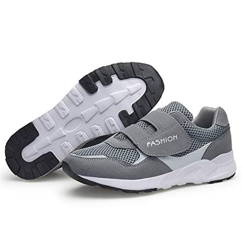 LEADER SHOW Women's Elderly Casual Comfort Walking Shoe Safety Flats Non-Slip Hook & Loop Sneakers