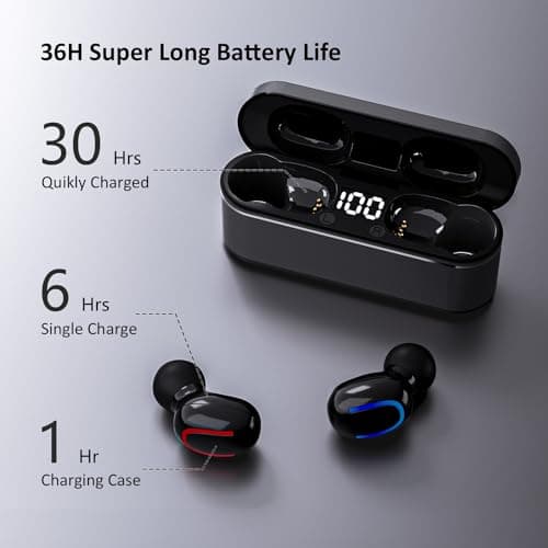 MOZC Wireless Earbuds Bluetooth 5.4, in Ear Lightweight Ear Buds with HiFi Stereo Sound & Deep Bass, Noise Cancelling Built-in Mics, 36H Playtime, IPX7 Waterproof Headphones for Sports, Android & iOS