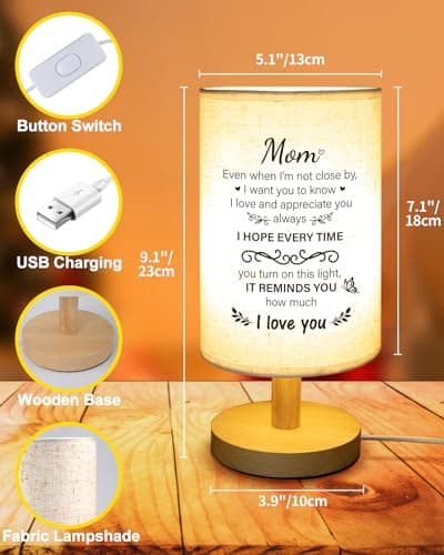 Birthday Gifts for Mom from Daughter Son, Christmas Mothers Day Gifts for Mom Gifts, Mother Lamp Decor for Bedroom Decor SOUHONEY Gifts for Mom from Daughter Son, Table Lamp for Mom Birthday Gifts B0CZP5CH5T