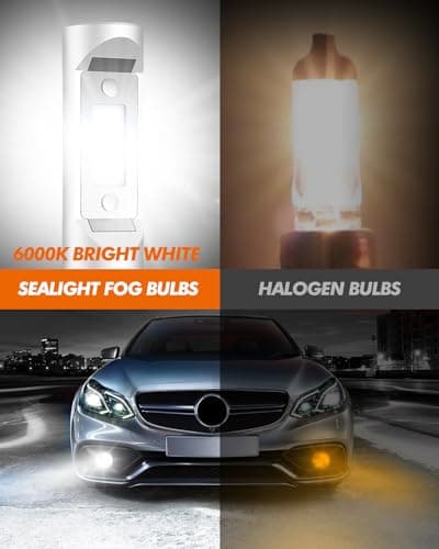 SEALIGHT H11 Bulbs, 4X Super Bright Powersport Bulbs 6000K White Plug and Play, Pack of 2