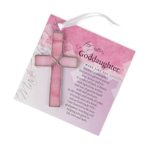 Handmade Glass Cross with Loving Sentiments Perfect Christian Gift for Goddaughter On Birth Baptism Confirmation Christening Birthday from Godparents B01C4JGY2M