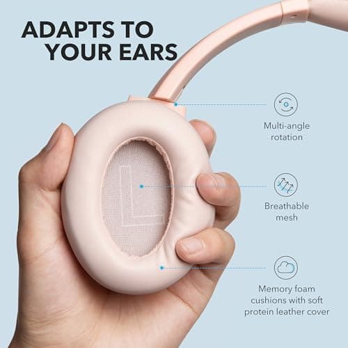 Soundcore Anker Life Q20 Hybrid Active Noise Cancelling Headphones, Wireless Over Ear Bluetooth Headphones, 60H Playtime, Hi-Res Audio, Deep Bass, Foam Ear Cups, Travel, Office, USB-C Charging