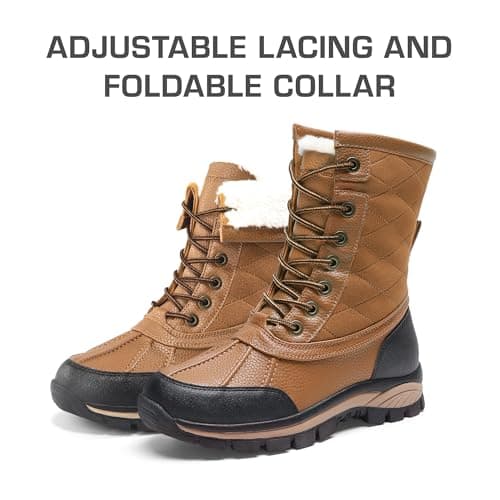 DREAM PAIRS Snow Boots for Women Waterproof Mid Calf Lace Up Duck Boots Warm Faux Fur FuzzyGo Bold Winter Boots for Outdoor