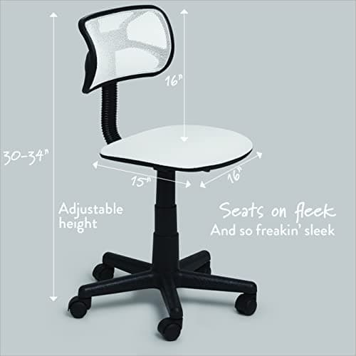 Urban Lifestyle Swivel Mesh Desk Chair, 21D x 21W x 33H in, White