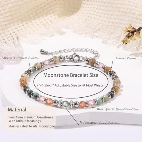 Christmas Stocking Stuffers Mothers Day Birthday Graduation Gifts Ideas Bracelets for Her Women Gifts for Women Moonstone Bracelet Meaningful Present B0FT3V1SVT