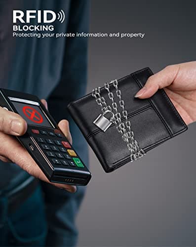 Swallowmall Mens Wallet Rfid Blocking Leather Wallet for Men Bifold Wallets with 1 ID Window 16 Card Slot