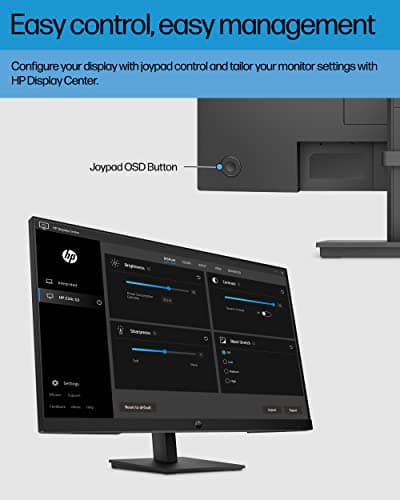 HP 27h Full HD Monitor - Diagonal - IPS Panel & 75Hz Refresh Rate - Smooth Screen - 3-Sided Micro-Edge Bezel - 100mm Height/Tilt Adjust - Built-in Dual Speakers - for Hybrid Workers