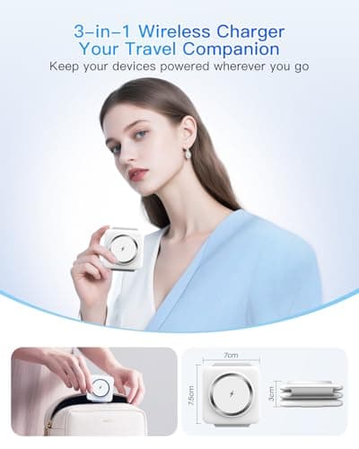 Charging Station for Apple Multiple Devices - 3 in 1 Foldable Magnetic Wireless Charger Dock - Travel Charging Pad for iPhone 16 15 14 13 12 Pro Max Plus Watch & Airpods