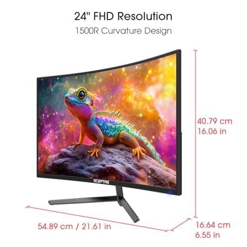 Sceptre New 24-inch Curved Gaming Monitor 1080p up to 180+Hz DisplayPort HDMI 100% sRGB, AMD FreeSync Build-in Speakers Machine Black 2026 (C248B-FWT168 Series)