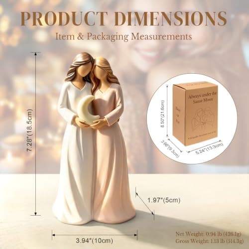 Hand-painted resin keepsake with a greeting card for your bestie, big sister or soul sister, near or far, on her birthday. Sister Figurine, Gifts for Best Friend Women, Sister Birthday Gifts (Moon) B0H8Y4B318