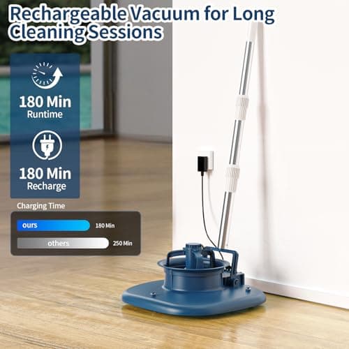 Rechargeable Pool Leaf Vacuum with Telescopic Pole, 83GPM Powerful Suction– Cordless Pool Skimmer for Inground & Above Ground Pools with 6.6Gal Leaf Catcher Bag for Heavy Debris Areas