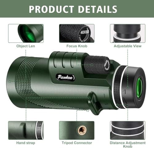 40X60 Monocular Telescope with Smartphone Holder& Tripod, High Power Nitrogen-Filled Monocular for Adults with BAK4 Prism & FMC Lens, HD Monocular Scope for Birdwatching Hiking Concert Travelling
